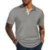 imagePJ PAUL JONES Mens Polo Shirts Short Sleeve Textured Polo T Shirt Summer Casual Knitted Golf ShirtGray
