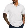 imagePJ PAUL JONES Mens Polo Shirts Short Sleeve Textured Polo T Shirt Summer Casual Knitted Golf ShirtWhite