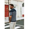 imagePJ PAUL JONES Mens Polo Shirts VNeck Knit Polo Textured Summer ShirtsNavy Bluestripe