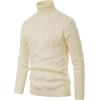 imagePJ Paul Jones Mens Casual Turtleneck Sweaters Cable Knit Thermal Pullover SweaterApricot