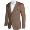 imagePJ PAUL JONES Mens Blazer Herringbone Tweed Sport Coats Two Button Wool Blend Formal JacketDark Coffee