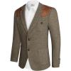 imagePJ PAUL JONES Mens Blazer Herringbone Tweed Sport Coats Two Button Wool Blend Formal JacketNut Brown