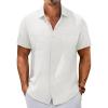 imagePJ PAUL JONES Mens Short Sleeve Button Down Shirts Summer Beach Shirts Untuckit Cotton Shirt with PocketWhitetwo Pocket