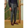 imagePJ PAUL JONES Men Vintage Tweed Pants Herringbone Pleated Suit TrousersBlack White