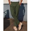 imagePJ PAUL JONES Mens Linen Dress Pants Casual Slim Fit Expandable Wasit Pleated Front TrousersArmy Green