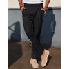 imagePJ PAUL JONES Mens Linen Dress Pants Casual Slim Fit Expandable Wasit Pleated Front TrousersBlack