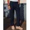 imagePJ PAUL JONES Mens Linen Dress Pants Casual Slim Fit Expandable Wasit Pleated Front TrousersNavy Blue