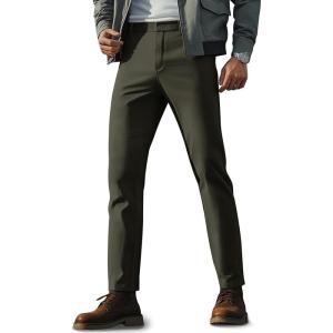 imagePJ PAUL JONES Mens Golf Pants Work Dress Comfy Pants Casual Slacks Trousers with Zip PocketsArmy Green
