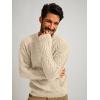 imagePJ PAUL JONES Mens Crewneck Sweater Casual Cable Knit Pullover Sweater Drop Shoulder Solid Knitted SweatersApricot