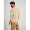 imagePJ PAUL JONES Mens Crewneck Sweater Casual Cable Knit Pullover Sweater Drop Shoulder Solid Knitted SweatersApricot