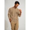 imagePJ PAUL JONES Mens Crewneck Sweater Casual Cable Knit Pullover Sweater Drop Shoulder Solid Knitted SweatersCamel