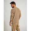 imagePJ PAUL JONES Mens Crewneck Sweater Casual Cable Knit Pullover Sweater Drop Shoulder Solid Knitted SweatersCamel