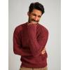 imagePJ PAUL JONES Mens Crewneck Sweater Casual Cable Knit Pullover Sweater Drop Shoulder Solid Knitted SweatersRed