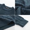 imagePJ PAUL JONES Mens Crewneck Sweater Casual Cable Knit Pullover Sweater Drop Shoulder Solid Knitted SweatersRoyal Blue