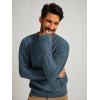imagePJ PAUL JONES Mens Crewneck Sweater Casual Cable Knit Pullover Sweater Drop Shoulder Solid Knitted SweatersRoyal Blue