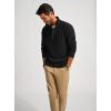 imagePJ PAUL JONES Mens Pullover Sweaters Quarter Button Sweater Stand Collar Knit PulloversBlack