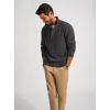 imagePJ PAUL JONES Mens Pullover Sweaters Quarter Button Sweater Stand Collar Knit PulloversDark Grey