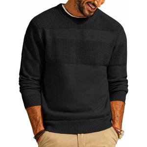 imagePJ PAUL JONES Mens Sweater Casual Crew Neck Pullover Textured Knit SweatersBlack