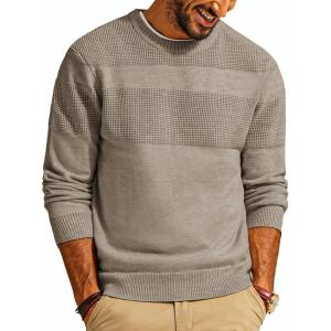 imagePJ PAUL JONES Mens Sweater Casual Crew Neck Pullover Textured Knit SweatersMocha
