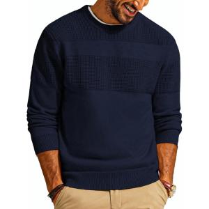 imagePJ PAUL JONES Mens Sweater Casual Crew Neck Pullover Textured Knit SweatersNavy Blue
