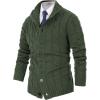 imagePJ PAUL JONES Mens Cardigan Sweaters Stand Collar Long Sleeve Cable Knit Button Down SweaterArmy Greennew