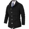 imagePJ PAUL JONES Mens Cardigan Sweaters Stand Collar Long Sleeve Cable Knit Button Down SweaterBlack