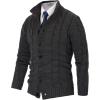 imagePJ PAUL JONES Mens Cardigan Sweaters Stand Collar Long Sleeve Cable Knit Button Down SweaterBlack Grey