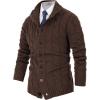 imagePJ PAUL JONES Mens Cardigan Sweaters Stand Collar Long Sleeve Cable Knit Button Down SweaterCoffee