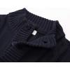 imagePJ PAUL JONES Mens Cardigan Sweaters Stand Collar Long Sleeve Cable Knit Button Down SweaterDark Blue