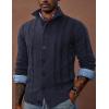 imagePJ PAUL JONES Mens Cardigan Sweaters Stand Collar Long Sleeve Cable Knit Button Down SweaterDark Blue