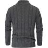 imagePJ PAUL JONES Mens Cardigan Sweaters Stand Collar Long Sleeve Cable Knit Button Down SweaterDark Grey