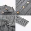 imagePJ PAUL JONES Mens Cardigan Sweaters Stand Collar Long Sleeve Cable Knit Button Down SweaterGrey