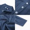 imagePJ PAUL JONES Mens Cardigan Sweaters Stand Collar Long Sleeve Cable Knit Button Down SweaterLight Navy Blue