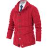 imagePJ PAUL JONES Mens Cardigan Sweaters Stand Collar Long Sleeve Cable Knit Button Down SweaterRed