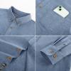imagePJ PAUL JONES Mens Classic Fit LinenCotton Shirt Button Down Long Sleeve Casual Business ShirtsBlue