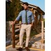 imagePJ PAUL JONES Mens Classic Fit LinenCotton Shirt Button Down Long Sleeve Casual Business ShirtsBlue