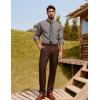 imagePJ PAUL JONES Mens Classic Fit LinenCotton Shirt Button Down Long Sleeve Casual Business ShirtsCoffee