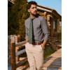 imagePJ PAUL JONES Mens Classic Fit LinenCotton Shirt Button Down Long Sleeve Casual Business ShirtsCoffee