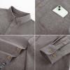 imagePJ PAUL JONES Mens Classic Fit LinenCotton Shirt Button Down Long Sleeve Casual Business ShirtsCoffee