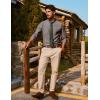 imagePJ PAUL JONES Mens Classic Fit LinenCotton Shirt Button Down Long Sleeve Casual Business ShirtsCoffee