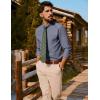 imagePJ PAUL JONES Mens Classic Fit LinenCotton Shirt Button Down Long Sleeve Casual Business ShirtsNavy Blue