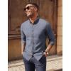imagePJ PAUL JONES Mens Classic Fit LinenCotton Shirt Button Down Long Sleeve Casual Business ShirtsNavy Blue