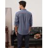imagePJ PAUL JONES Mens Classic Fit LinenCotton Shirt Button Down Long Sleeve Casual Business ShirtsNavy Blue