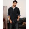 imagePJ PAUL JONES Mens Corduroy Button Down Shirt Long Sleeve Casual Collared Wrinkle Free Shirts with PocketBlack