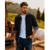 imagePJ PAUL JONES Mens Corduroy Button Down Shirt Long Sleeve Casual Collared Wrinkle Free Shirts with PocketBlack