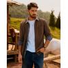 imagePJ PAUL JONES Mens Corduroy Button Down Shirt Long Sleeve Casual Collared Wrinkle Free Shirts with PocketBrown
