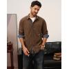 imagePJ PAUL JONES Mens Corduroy Button Down Shirt Long Sleeve Casual Collared Wrinkle Free Shirts with PocketBrown