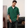 imagePJ PAUL JONES Mens Corduroy Button Down Shirt Long Sleeve Casual Collared Wrinkle Free Shirts with PocketGreen
