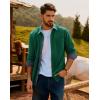 imagePJ PAUL JONES Mens Corduroy Button Down Shirt Long Sleeve Casual Collared Wrinkle Free Shirts with PocketGreen