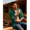 imagePJ PAUL JONES Mens Corduroy Button Down Shirt Long Sleeve Casual Collared Wrinkle Free Shirts with PocketGreen